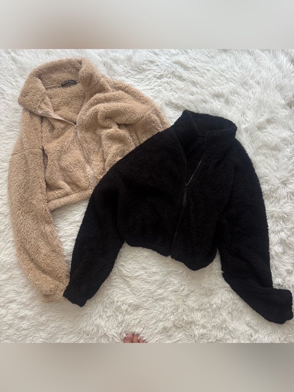 SHEIN Teddy Zip Jacket bundle - Black & Tan